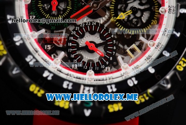 Richard Mille RM 60-01 Asia 2813 Automatic PVD Case with Skeleton Dial and Red Rubber Strap PVD Bezel (EF) - Click Image to Close